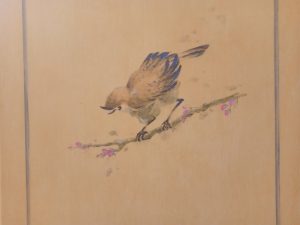 Meuble peint décor aux oiseaux