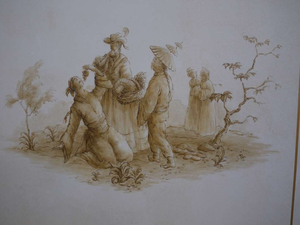 Chinoiserie d'inspiration néoclassique sur une porte