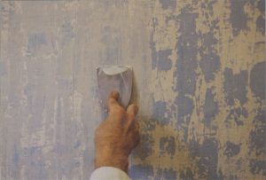 Enduits colorés et effets de matires de tons bleutés