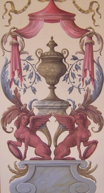 TROMPE l’OEIL inspiré d’un décor de grotesque du XVIIe siècle